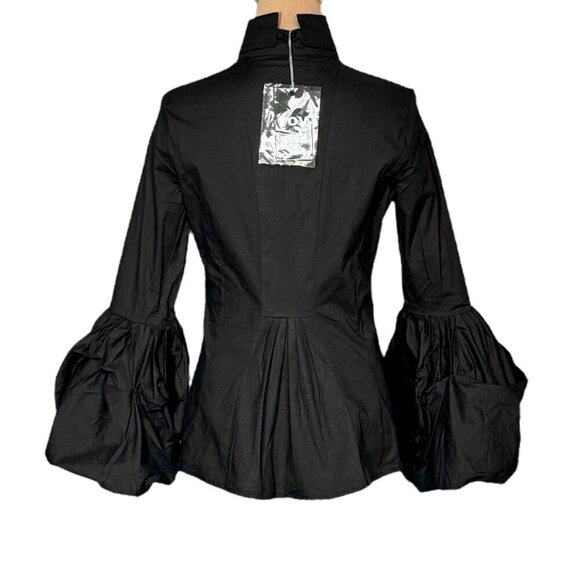 NWT TOV Los Angeles Gothic Blouse Sz.M Black Bell Sleeve High Collar Whimsigoth - Picture 4 of 13